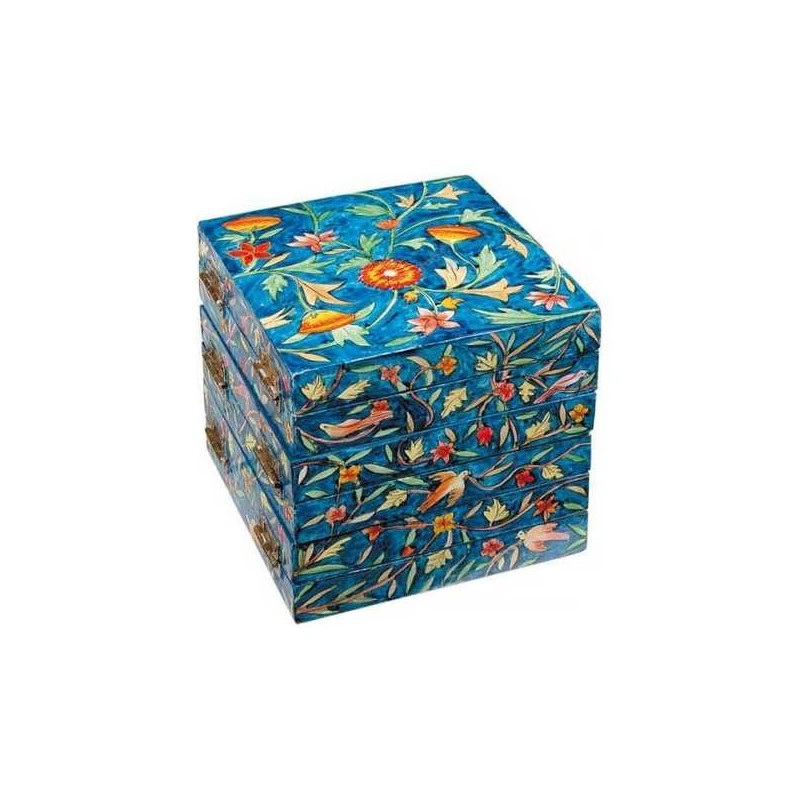 Wood Blue Seven Species Foldable Seder Plate | Passover | Judaica