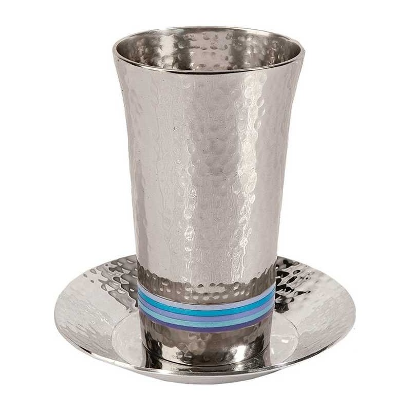 Coupe de Kiddouch martelée Cool Stripes | Coupes de Kiddouch | Judaïca