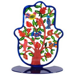 Four Birds in a Pomegranate Tree Hamsa Stand | All Judaica | Judaica