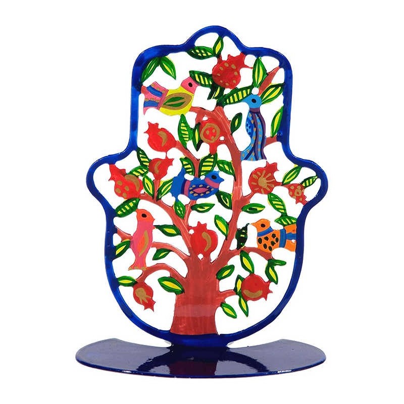 Four Birds in a Pomegranate Tree Hamsa Stand | All Judaica | Judaica