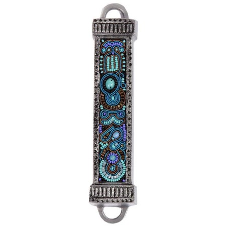 Embroidered Beads Mezuzah Case | Mezuzahs | Judaica