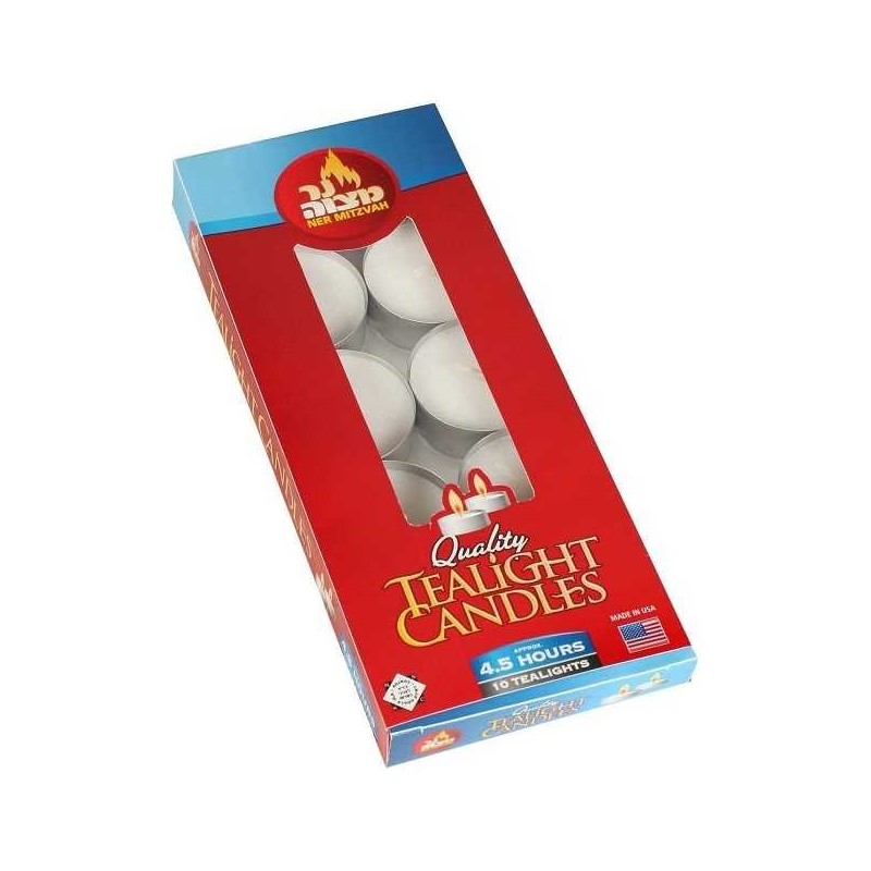 Bougies chauffe-plat - 10 Pack | Bougies et huile de Shabbat | Judaïca