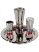 Ensemble Havdalah martelé aux tons bijoux avec plateau | Ensembles de Havdalah et boîte à épices