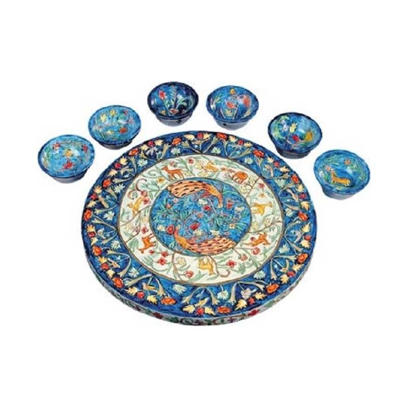 Plaque de Seder en bois de paon | Pâque | Judaïca