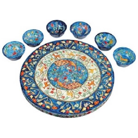 Plaque de Seder en bois de paon | Pâque | Judaïca
