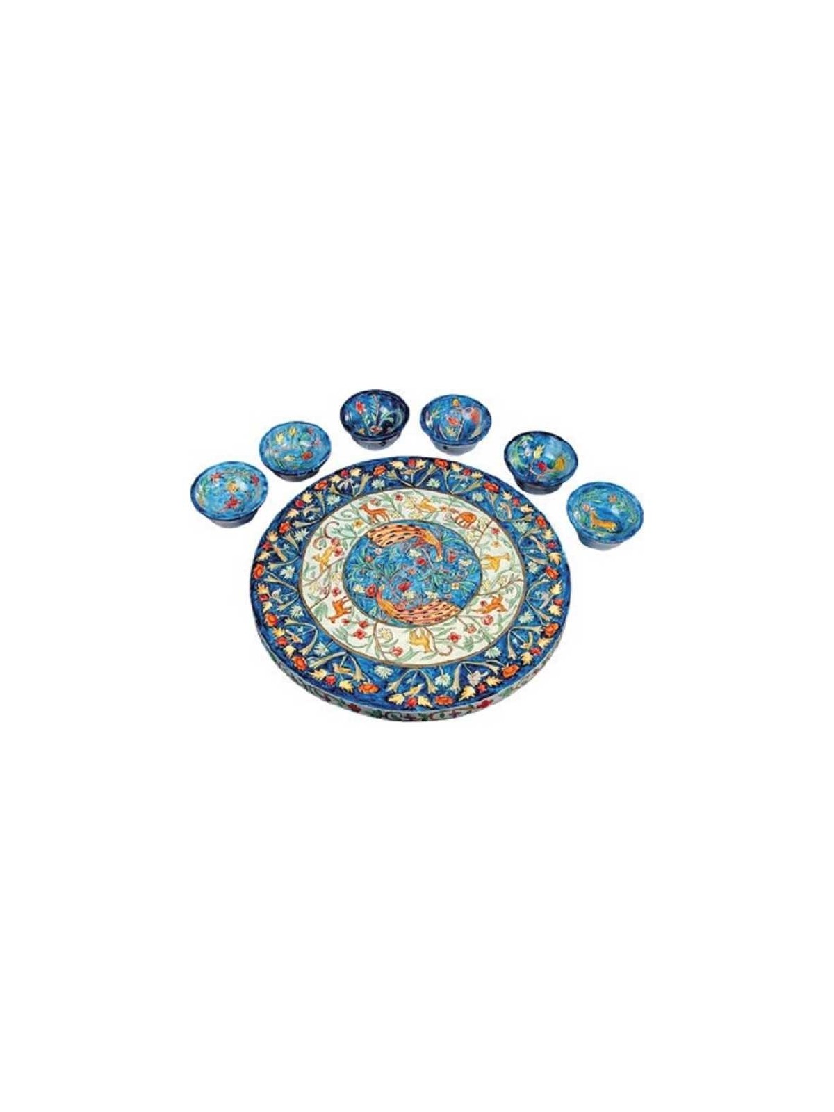 Plaque de Seder en bois de paon | Pâque | Judaïca