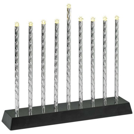 Tubes en aluminium taillés au diamant Menorah électrique LED | Hanoukka | Judaïca