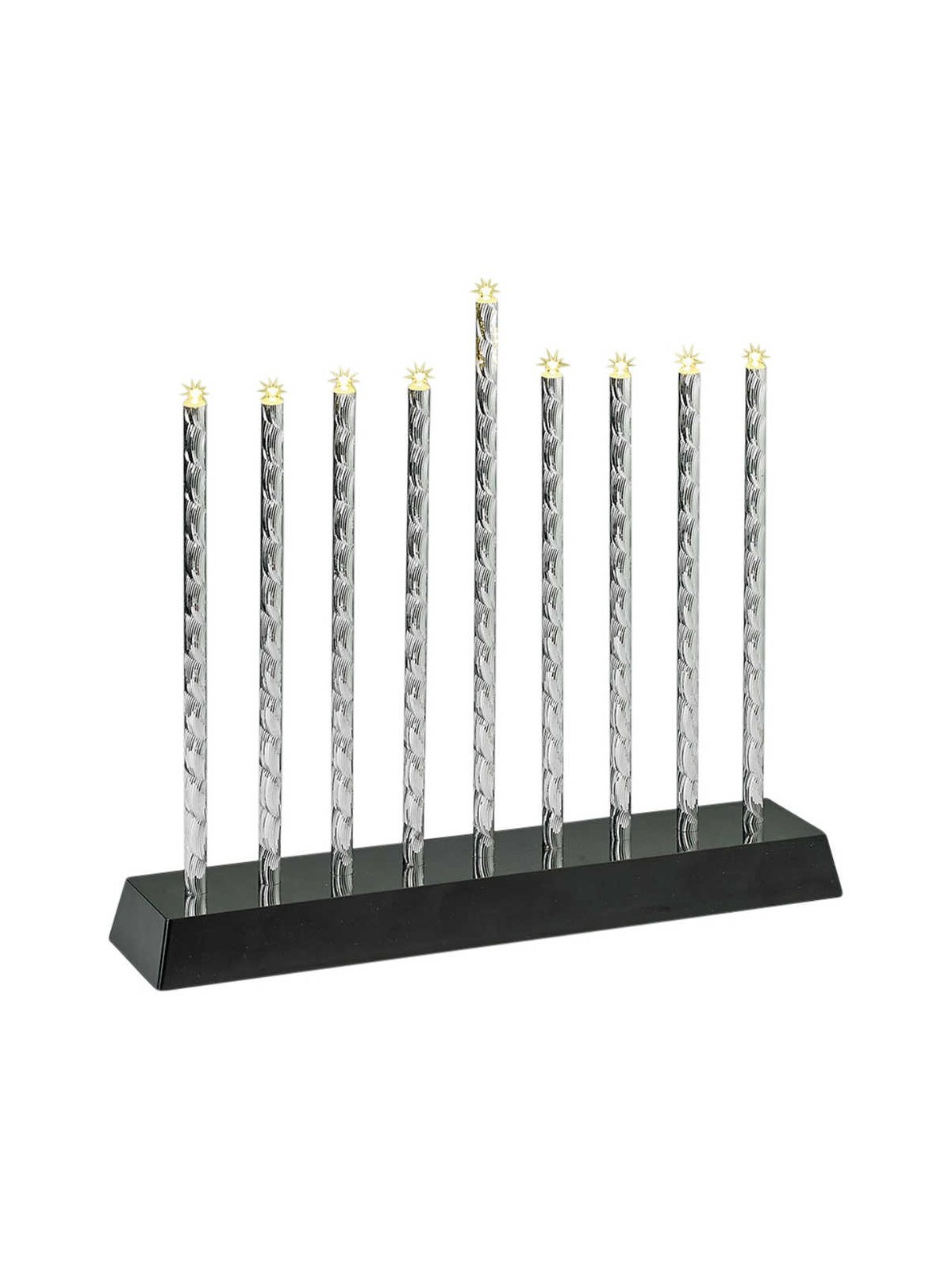 Tubes en aluminium taillés au diamant Menorah électrique LED | Hanoukka | Judaïca