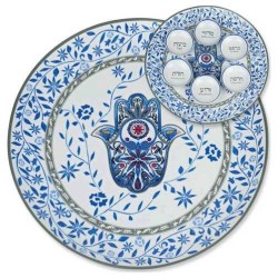 Plaque de Seder bleue en céramique | Pâque | Judaïca
