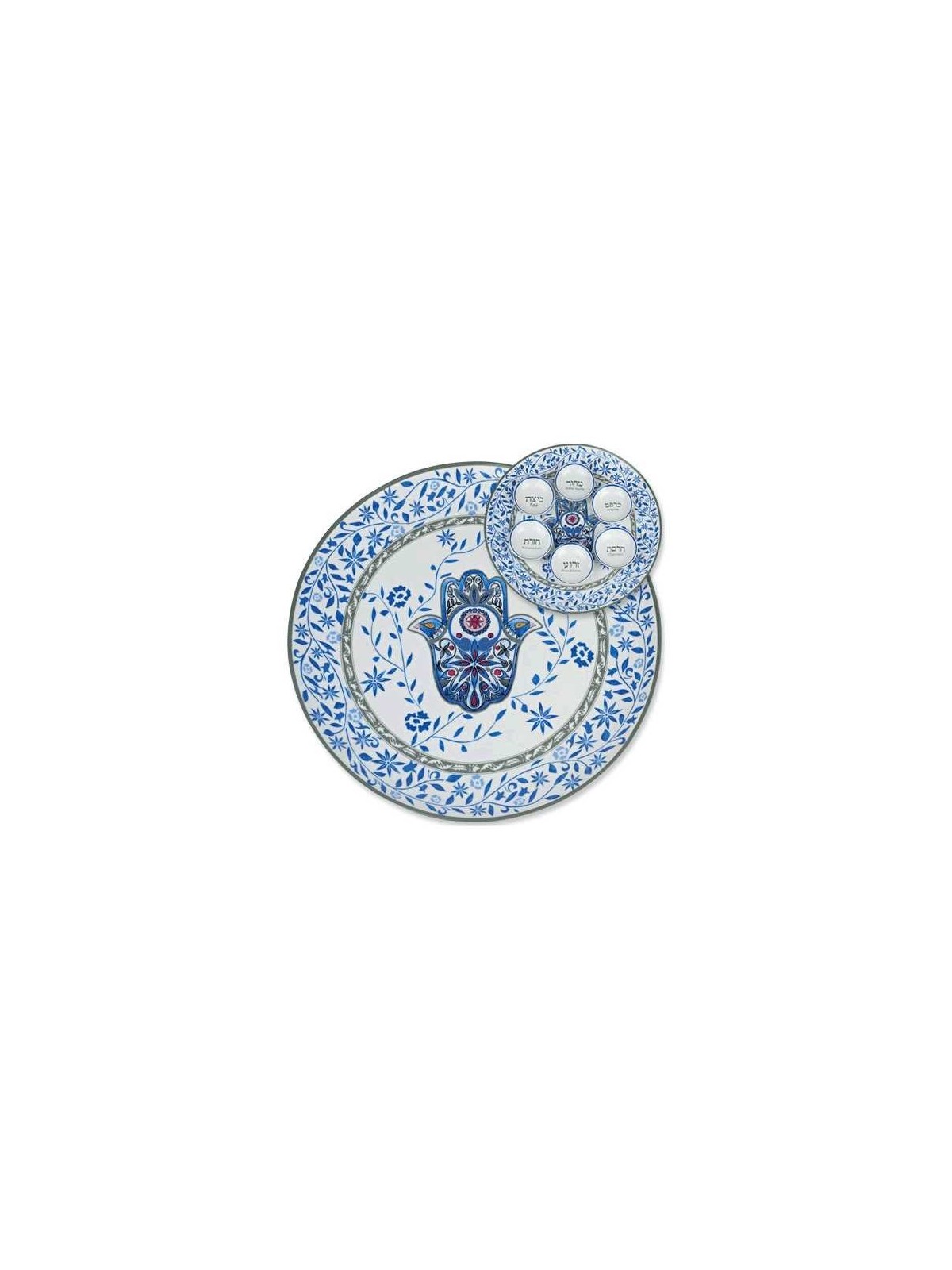 Plaque de Seder bleue en céramique | Pâque | Judaïca