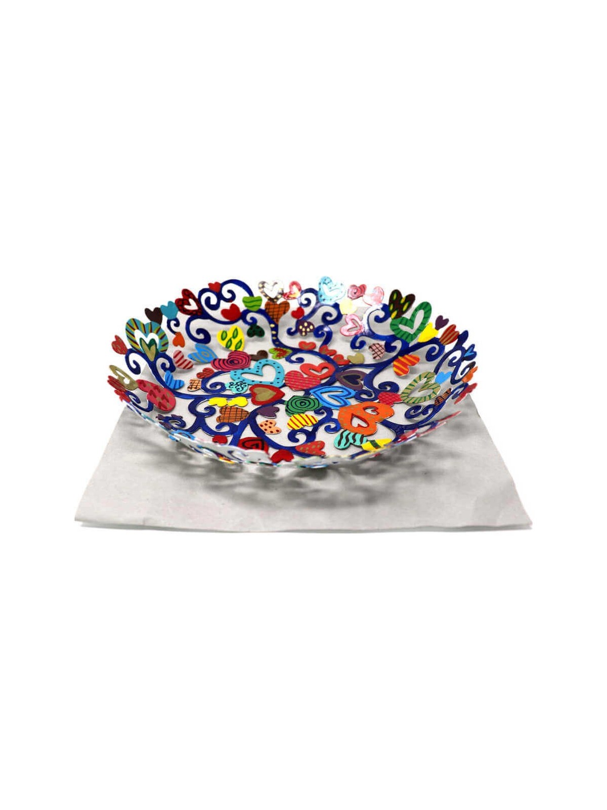Hearts Laser Cut Hand Painted Bowl | Home Goods | Judaica