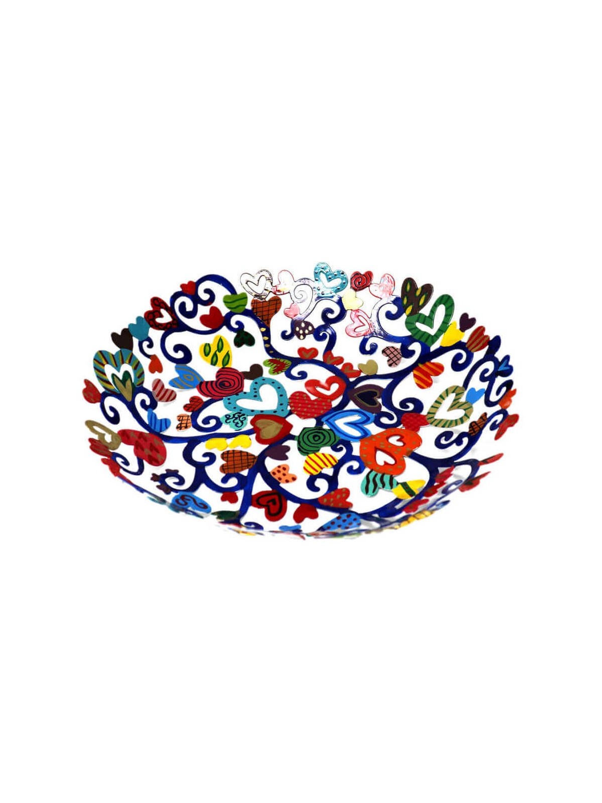 Hearts Laser Cut Hand Painted Bowl | Home Goods | Judaica