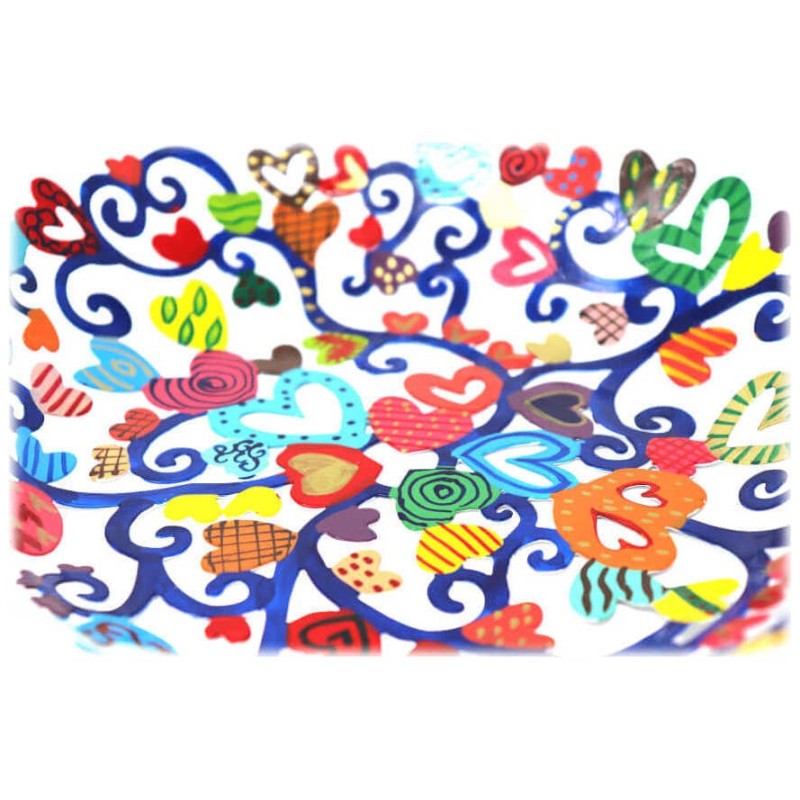 Hearts Laser Cut Hand Painted Bowl | Home Goods | Judaica