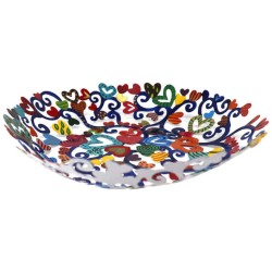 Hearts Laser Cut Hand Painted Bowl | Home Goods | Judaica