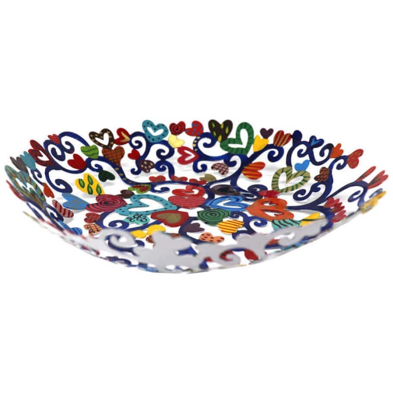 Hearts Laser Cut Hand Painted Bowl | Home Goods | Judaica