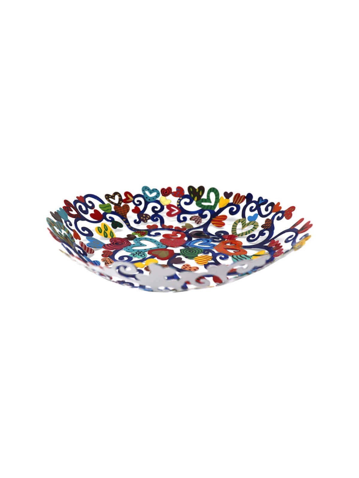Hearts Laser Cut Hand Painted Bowl | Home Goods | Judaica