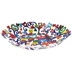 Hearts Laser Cut Hand Painted Bowl | Home Goods | Judaica