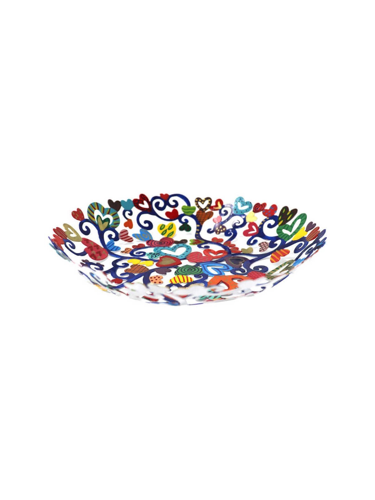 Hearts Laser Cut Hand Painted Bowl | Home Goods | Judaica