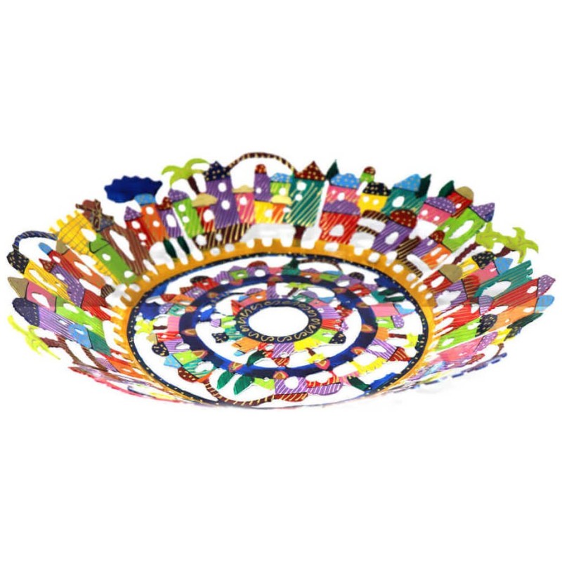 Jerusalem Laser Cut Hand Painted Bowl | Home Goods | Judaica