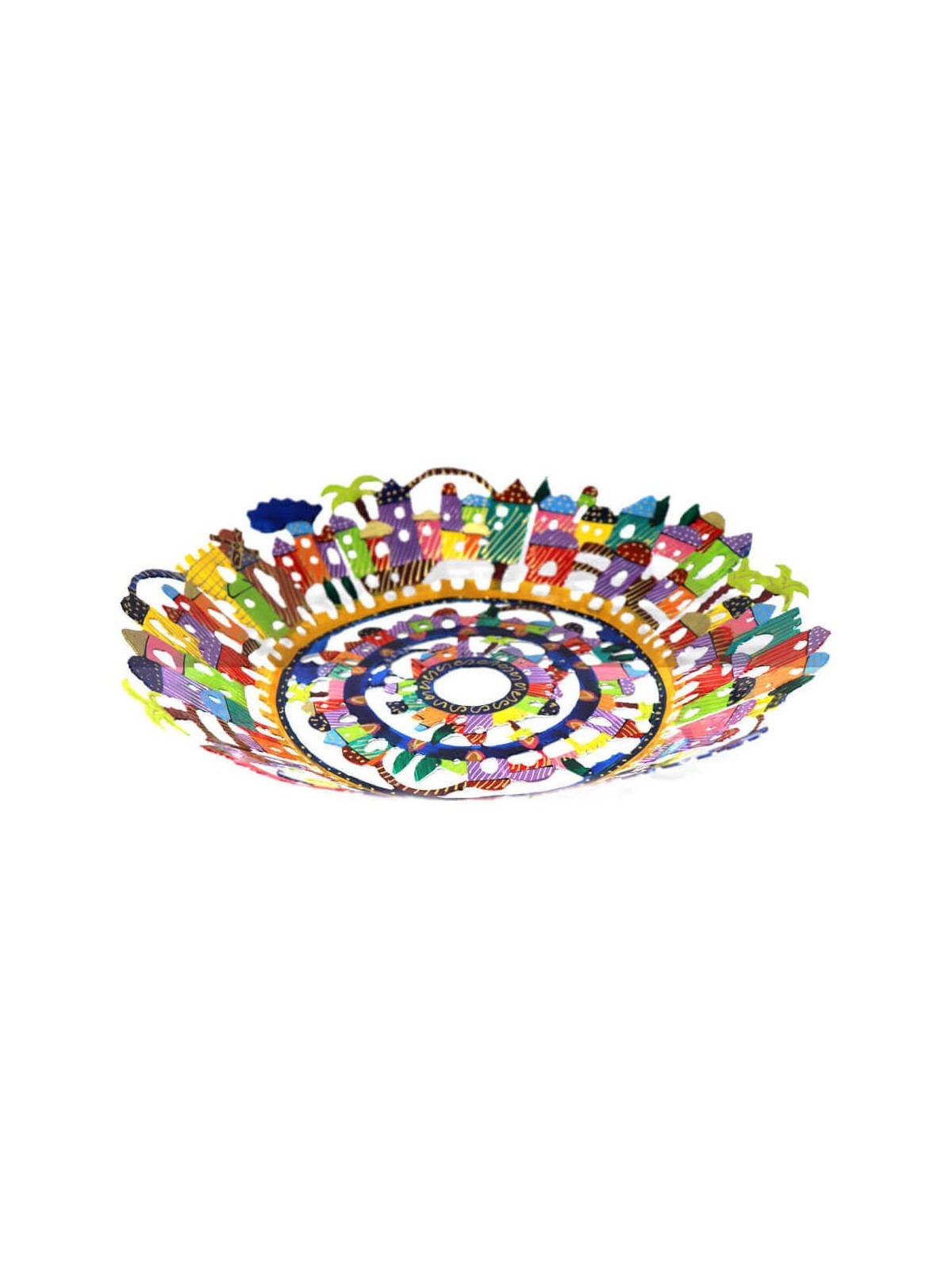 Jerusalem Laser Cut Hand Painted Bowl | Home Goods | Judaica
