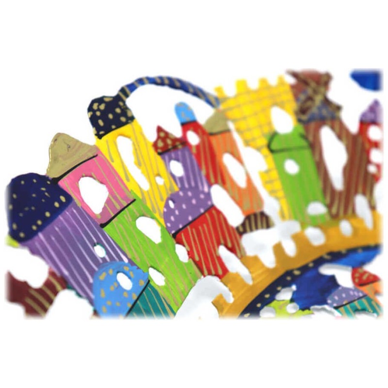 Jerusalem Laser Cut Hand Painted Bowl | Home Goods | Judaica