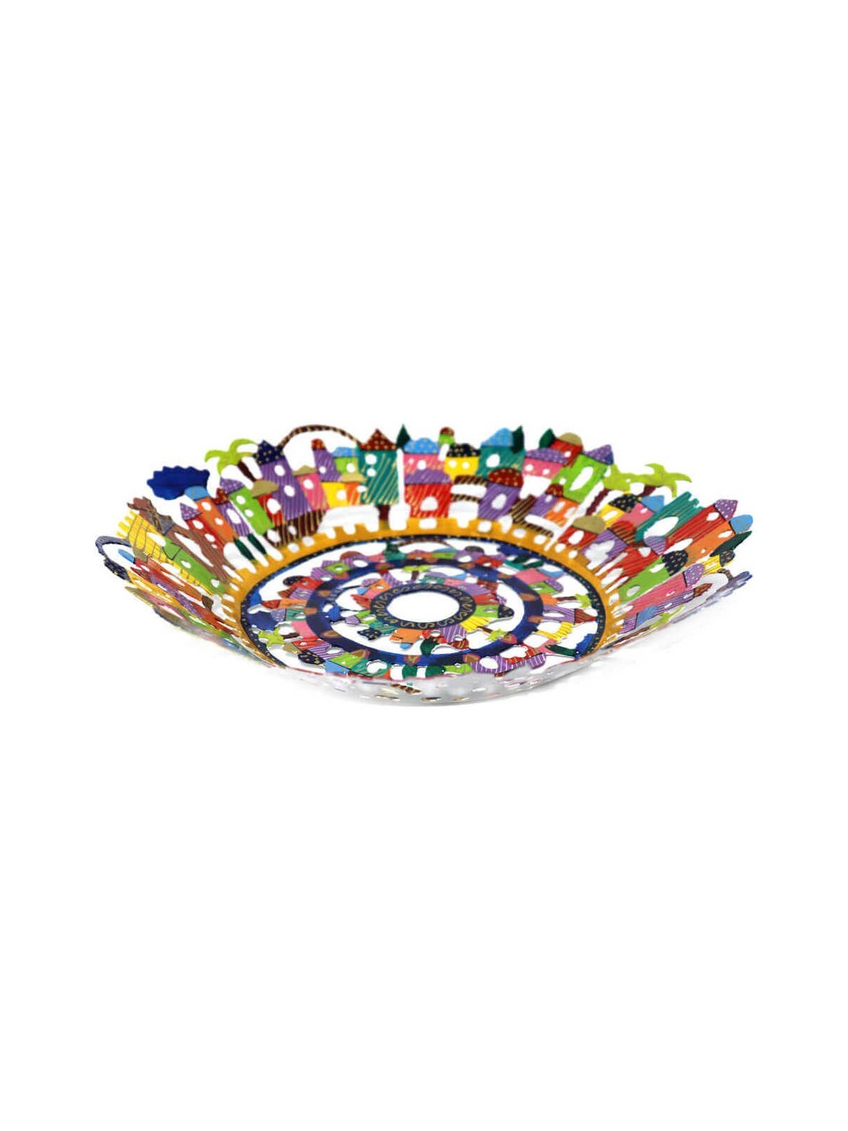 Jerusalem Laser Cut Hand Painted Bowl | Home Goods | Judaica