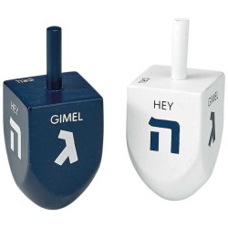 Dreidels bleus et blancs - Ensemble de 2 | Hanoukka | Judaïca