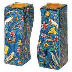Oriental Flowers Fitted Candlesticks | Candle Holders | Judaica