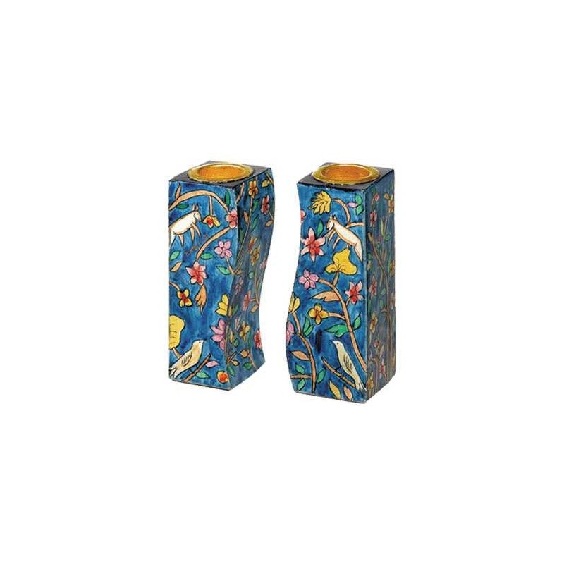 Oriental Flowers Fitted Candlesticks | Candle Holders | Judaica