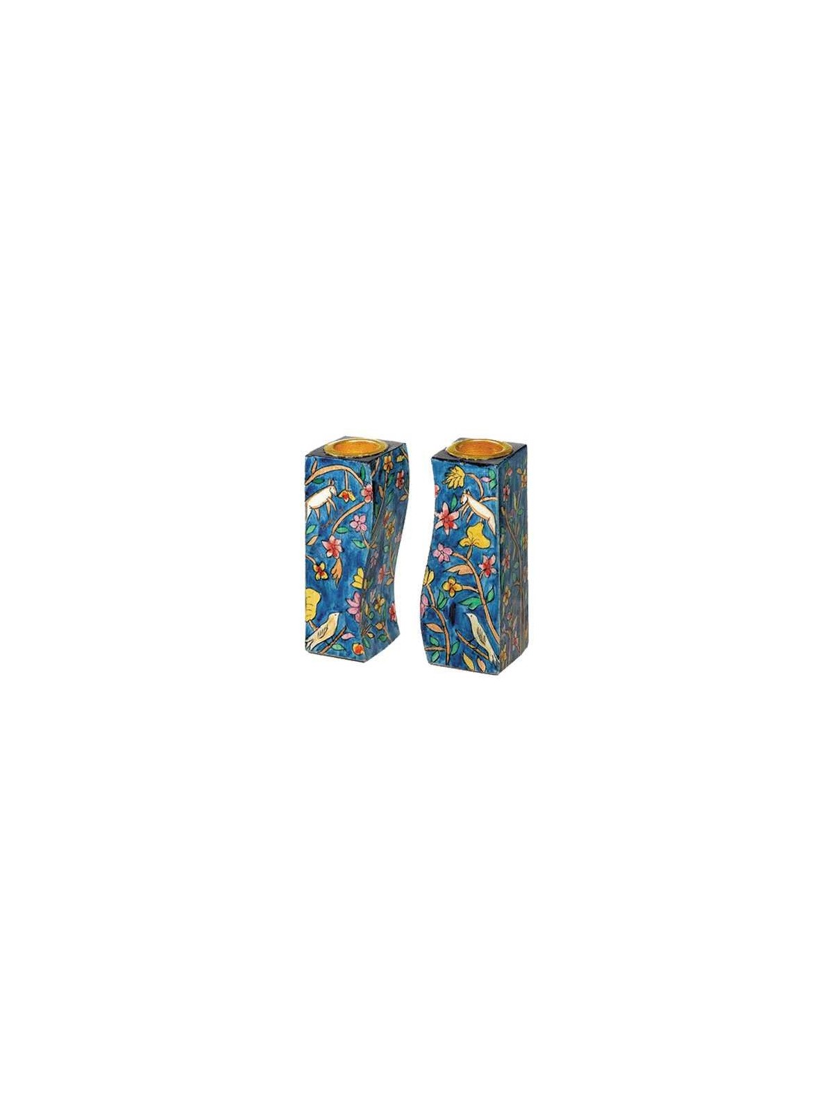 Oriental Flowers Fitted Candlesticks | Candle Holders | Judaica