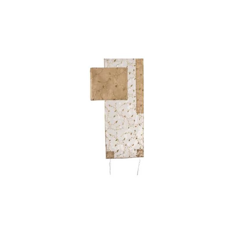 Ensemble de talit brodé floral en organza doré par Yair | Talit/Tallis | J.