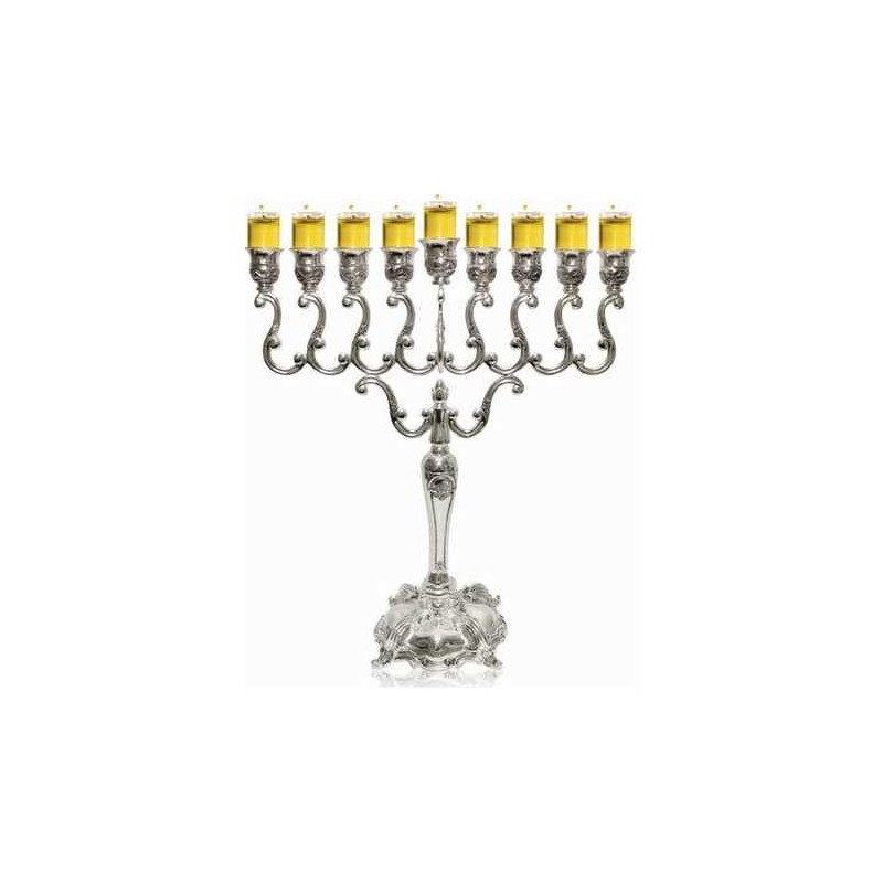 Menorah à l’huile élégante plaquée argent | Hanoukka | Judaïca