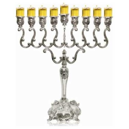 Menorah à l’huile élégante plaquée argent | Hanoukka | Judaïca