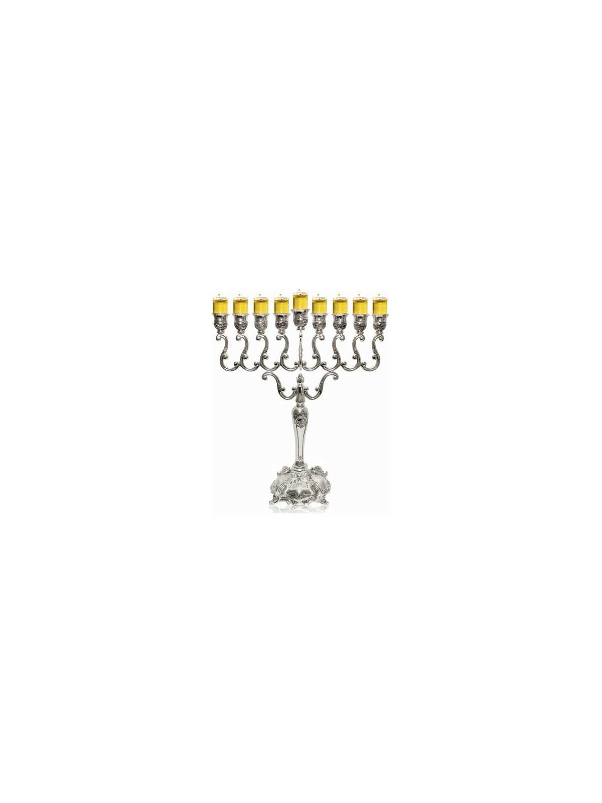 Menorah à l’huile élégante plaquée argent | Hanoukka | Judaïca