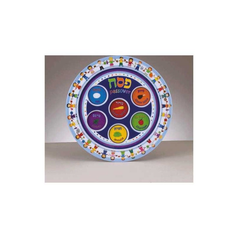 Assiette Seder multicolore en mélamine | Pâque | Judaïca
