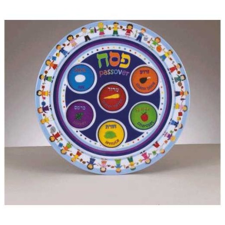 Assiette Seder multicolore en mélamine | Pâque | Judaïca
