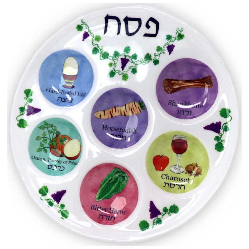 Assiette de Seder multicolore jetable en plastique | Pâque | Judaïca