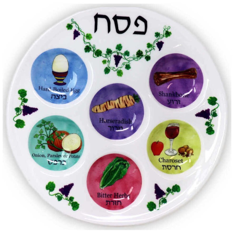 Assiette de Seder multicolore jetable en plastique | Pâque | Judaïca