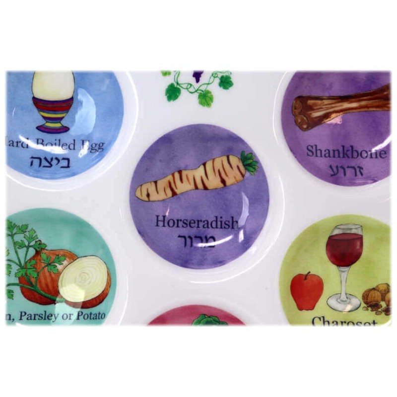 Assiette de Seder multicolore jetable en plastique | Pâque | Judaïca