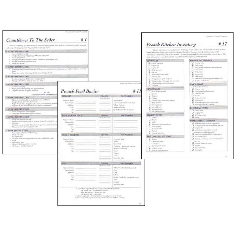 Count Down to the Seder: Personal Pesach Planner | Passover | Judaica