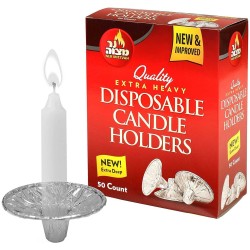 Bougeoirs jetables avec gobelets anti-goutte, boîte de 50 | Bougeoirs | judaïque