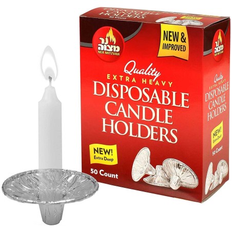 Bougeoirs jetables avec gobelets anti-goutte, boîte de 50 | Bougeoirs | judaïque