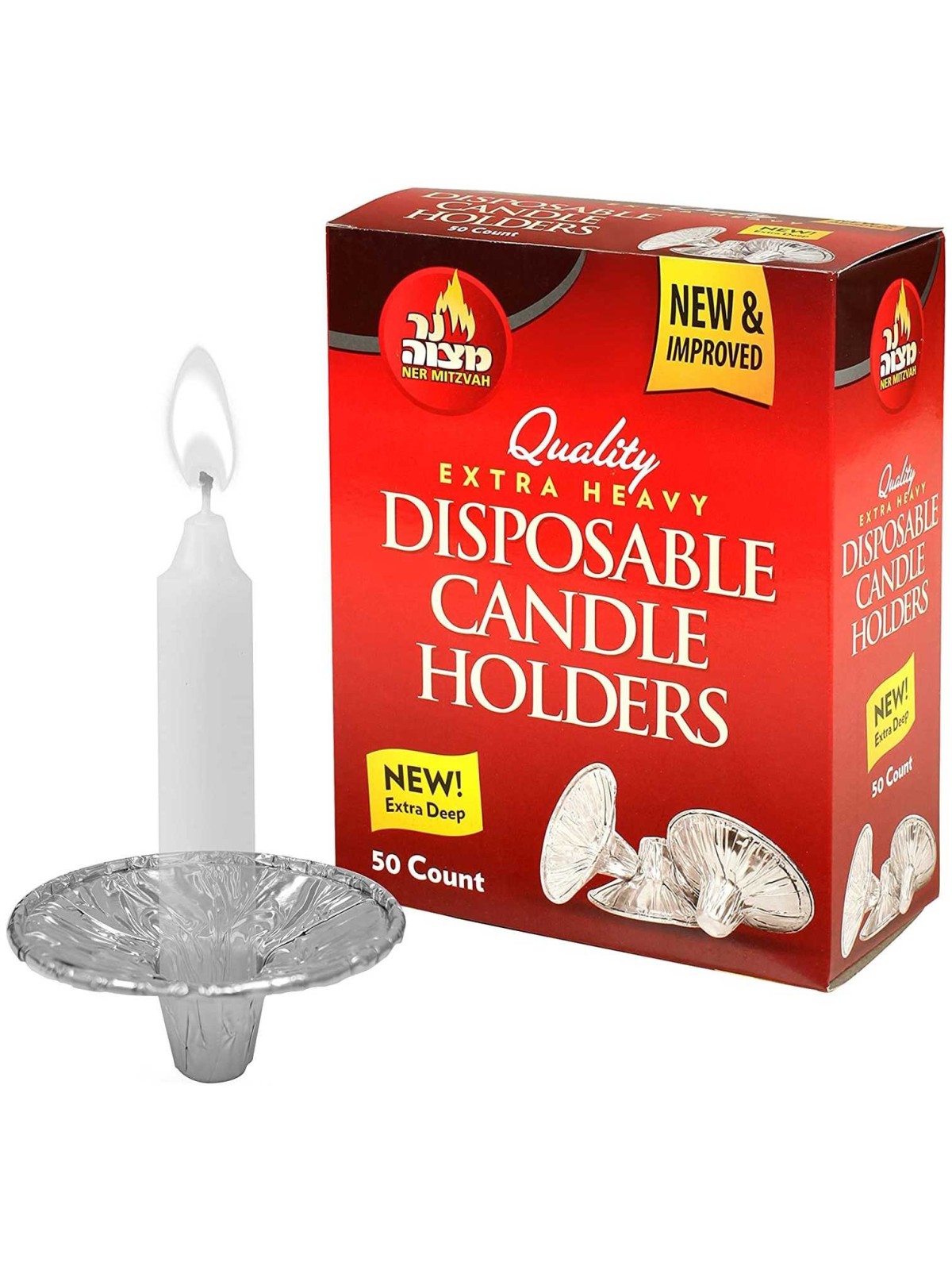 Disposable Candle Holder Drip Cups Box of 50 | Candle Holders | Judaic