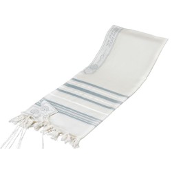 Tashbetz Traditional Gray & Silver Stripes Wool Ta | Tallit/Tallis | J