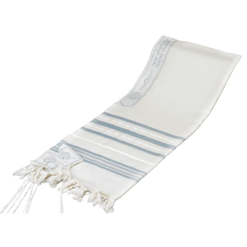 Tashbetz Traditional Gray & Silver Stripes Wool Ta | Tallit/Tallis | J