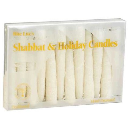 Bougies de Shabbat blanches givrées de qualité supérieure fabriquées à la main | Bougies de Shabbat et