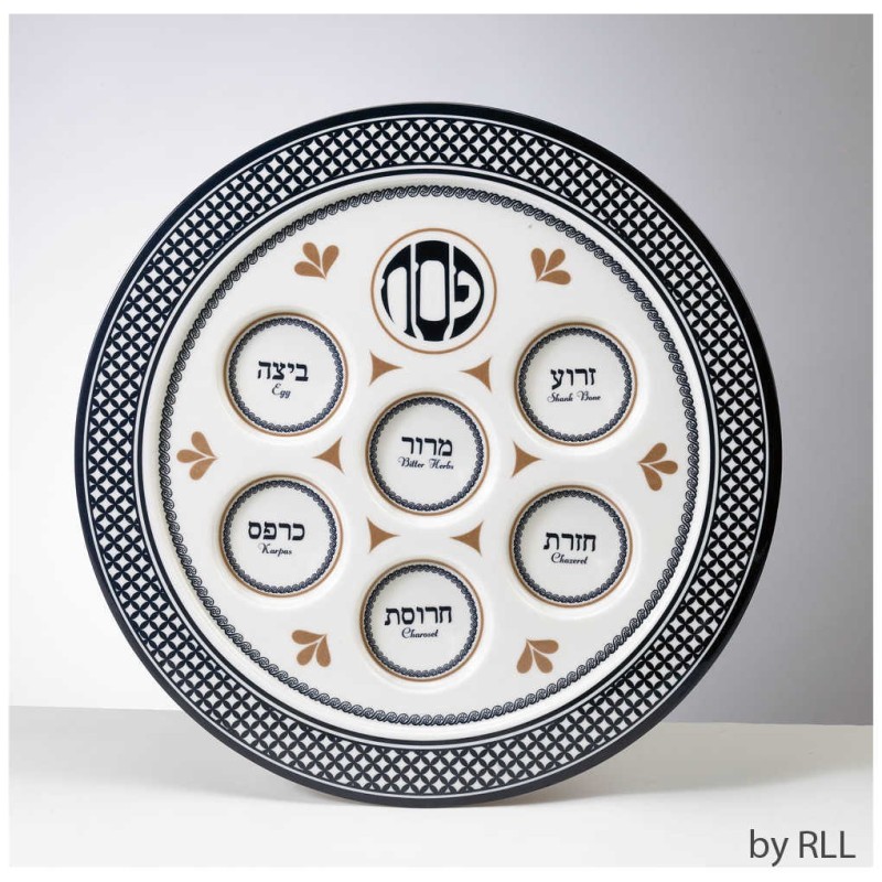Assiette Seder en mélamine blanche | Pâque | Judaïca