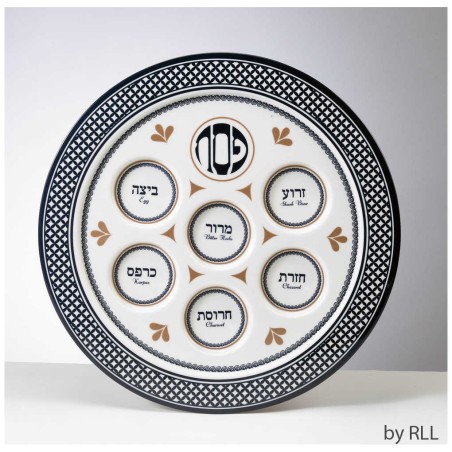 Assiette Seder en mélamine blanche | Pâque | Judaïca
