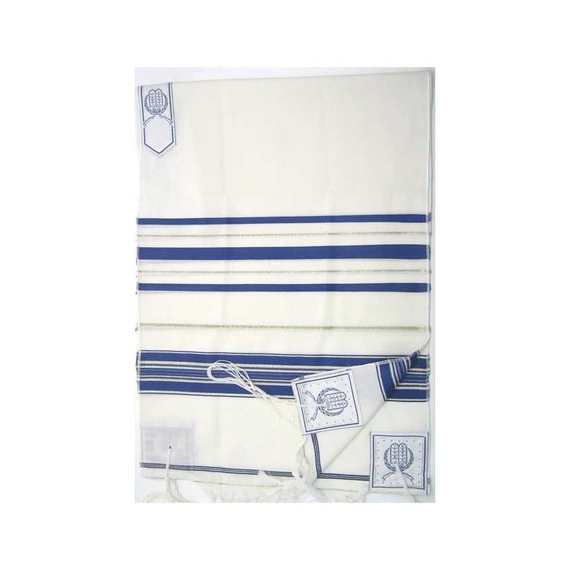 Traditional Blue & Gold Stripes Wool Tallit | Tallit/Tallis | Judaica