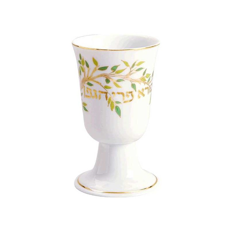 Coupe de Kiddouch branche d’arbre en porcelaine | Coupes de Kiddouch | Judaïca